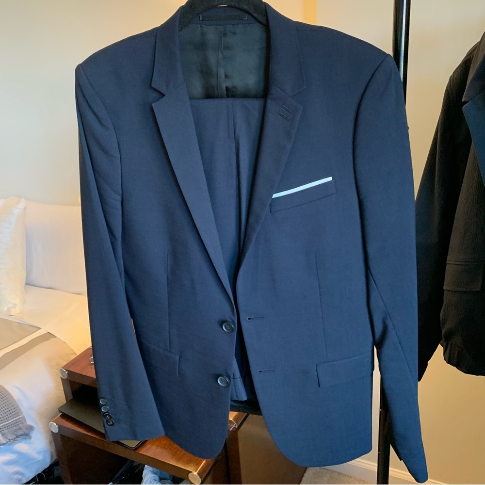The Kooples Dark Navy Wool Suit Size 46/ 36 US Men Slim